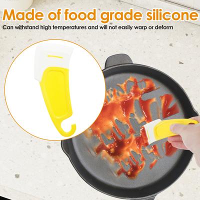 4KS Kompaktní silikonová škrabka na pánve Ergonomická špachtle na čištění nádobí Vhodná do myčky Nástroj na čištění nádobí Silikonová špachtle na čištění hrnců