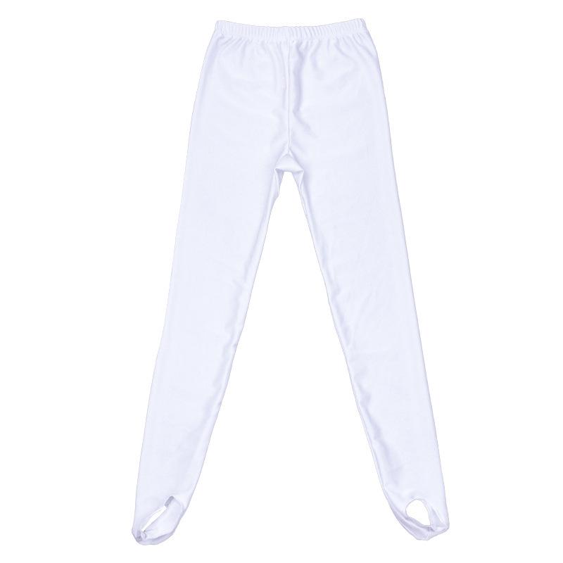 Girls' White Stirrup Dance Pants, Body Shaping Latin Dance Base Layer Long Pants