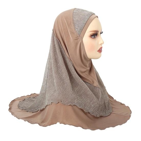 Women Headscarf Hat Lightweight Breathable Soft Crystalline Golden Wire Design Head Wrap Color-blocked Turban Hat