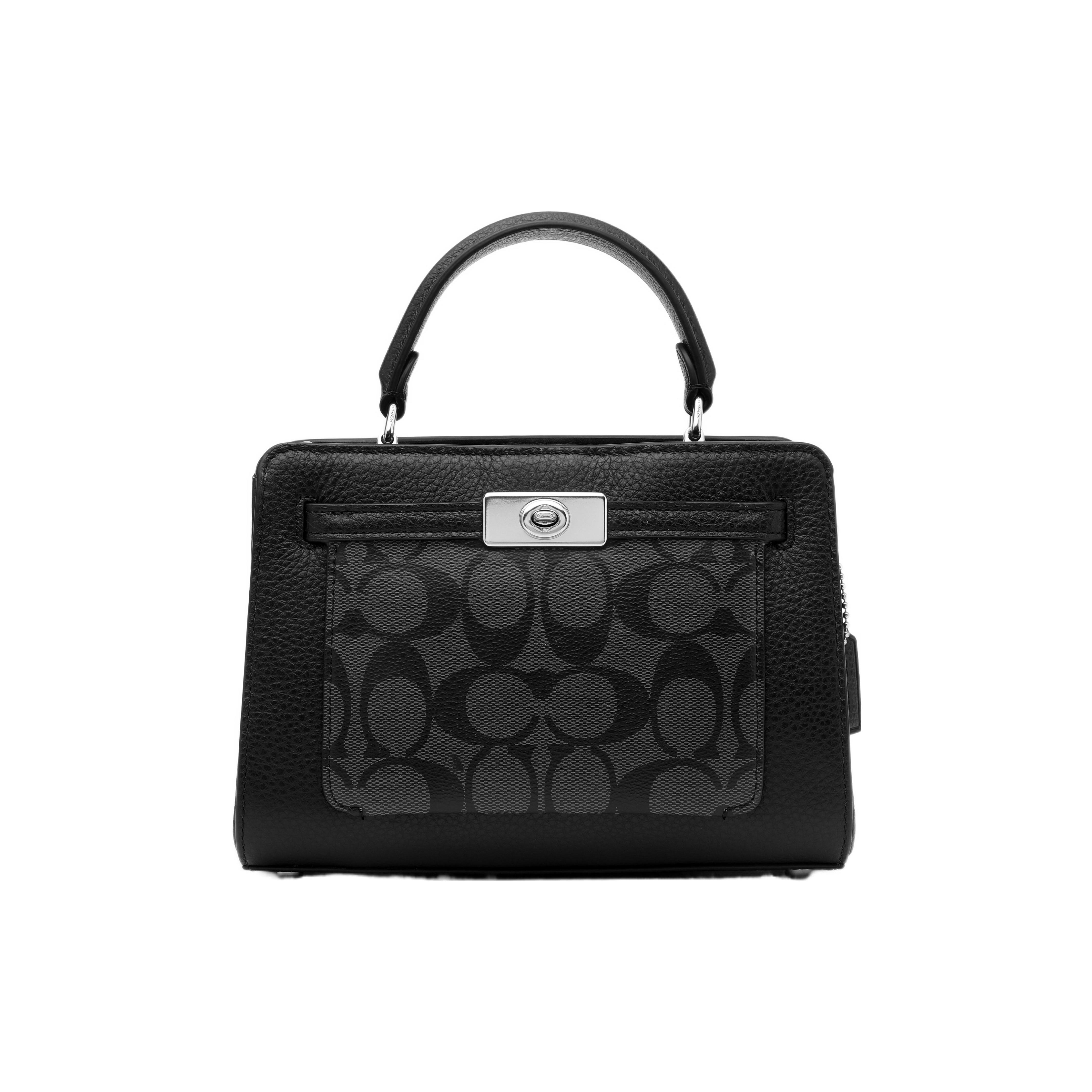 

Новые холщовые сумки COACH Lane с кожаной отделкой, сумка на плечо, сумка через плечо, маленький размер, женская, черная, монограмма CC977-SVTSQ 19.8*8.4*14.0CM