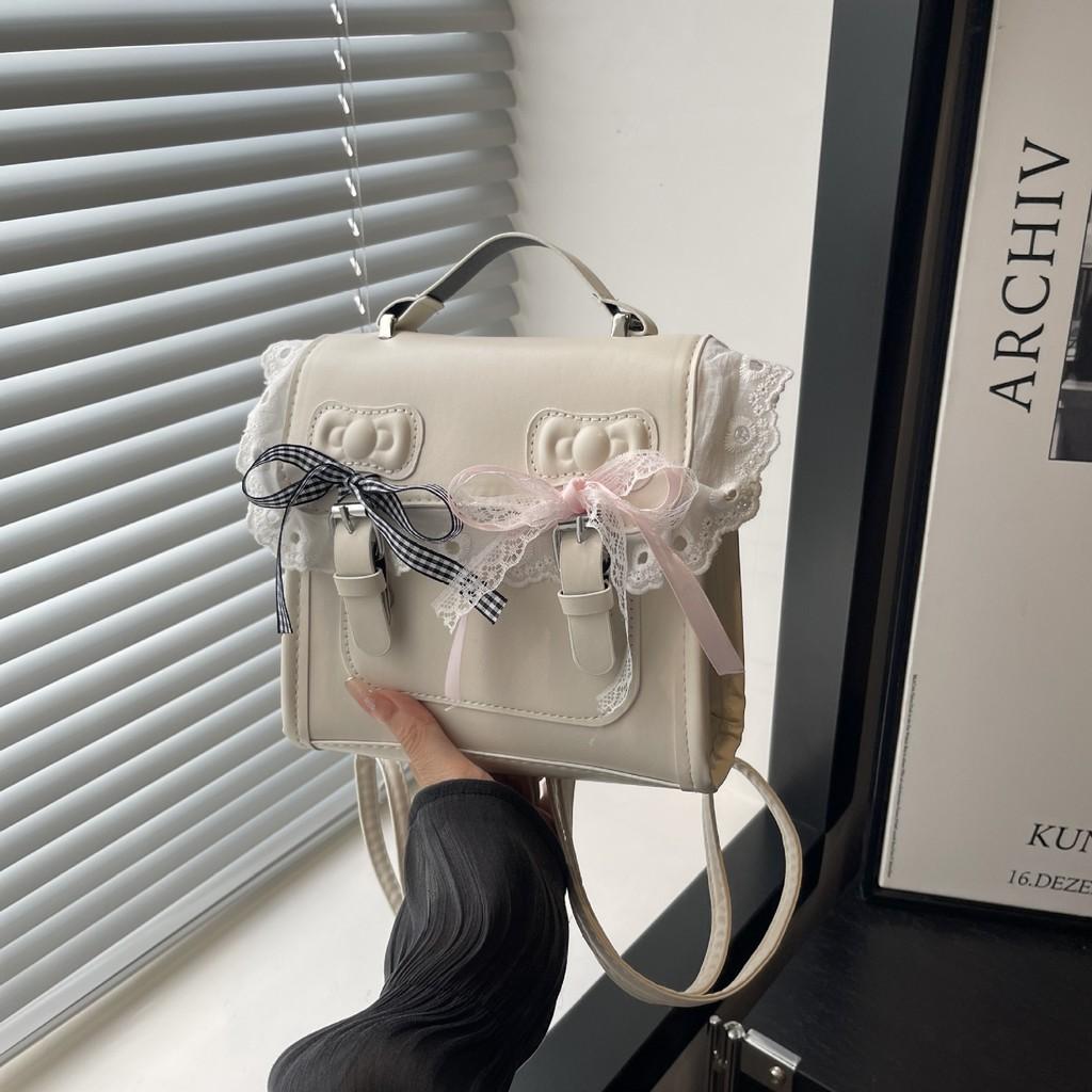 Pu Material Ladies Casual Backpack With Lace Edging For Daily Use