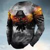 Spring And Autumn Fashion Animal Eagle Pattern 3d Printed Round Neck Long Sleeve Loose Casual T-Shirts