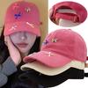 Korean Dopamine Bow Embroidery Baseball Cap Adjustable Washed Denim Snapback Hats For Women Girl Cute Top Sun Hat Female Caps