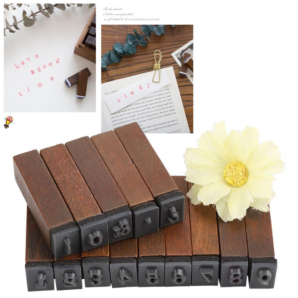 70pcs Wooden Box Alphabet Rubber Stamps Lower Case Capital Letters Rubber Letter Stamps Rectangular Wood Rubber Stamps