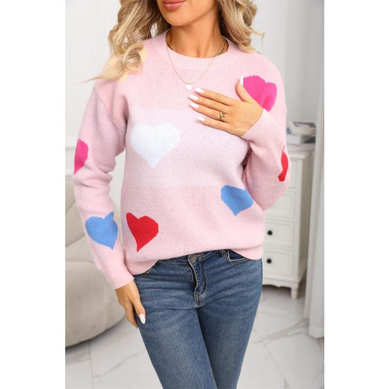 New Spring Collection: Heart-shaped Valentine's Day Mini Heart-shaped Sweater, Round-neck Knitted Pullover Sweater for Women
