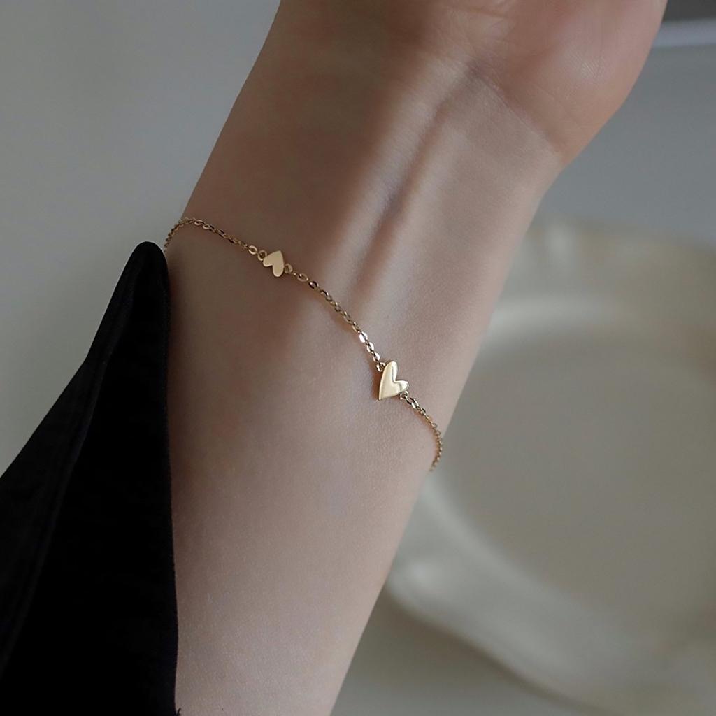 Sweet Mini Heart Charm Bracelets Women Stainless Steel Gold Color Hand Bracelet Minimalist Zircon Birthday Gift Wholesale