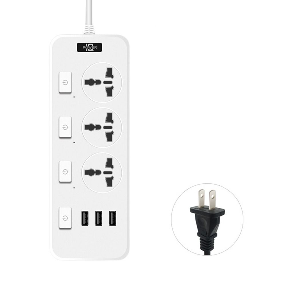 Universal Power Strips 2500W Flat Outlet Extender Cord Durable Electric Plug Socket  Home