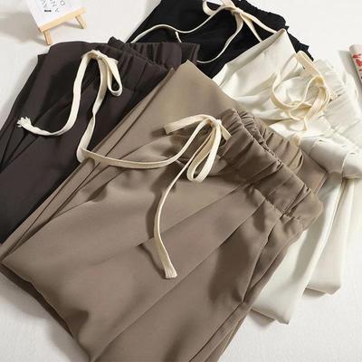 "2024 Women's Plus Size Ice Silk Wide-Leg Pants: Summer Loose, Draped, Straight-Leg Casual Trousers"