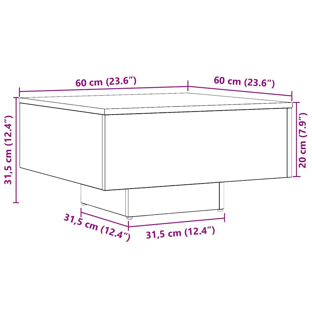 vidaXL Couchtisch Artisan-Eiche 60x60x31,5 Cm Holzwerkstoff