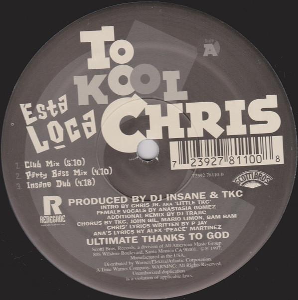 

Виниловая пластинка TO KOOL CHRIS Esta Loca GL10042 Scotti Bros. Канада 1965 года SoulFunk Б/У