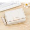 Pu Leather Short Wallet With Cat Buckle Heart Embroidery For Teen Girls Daily Use Casual Shopping