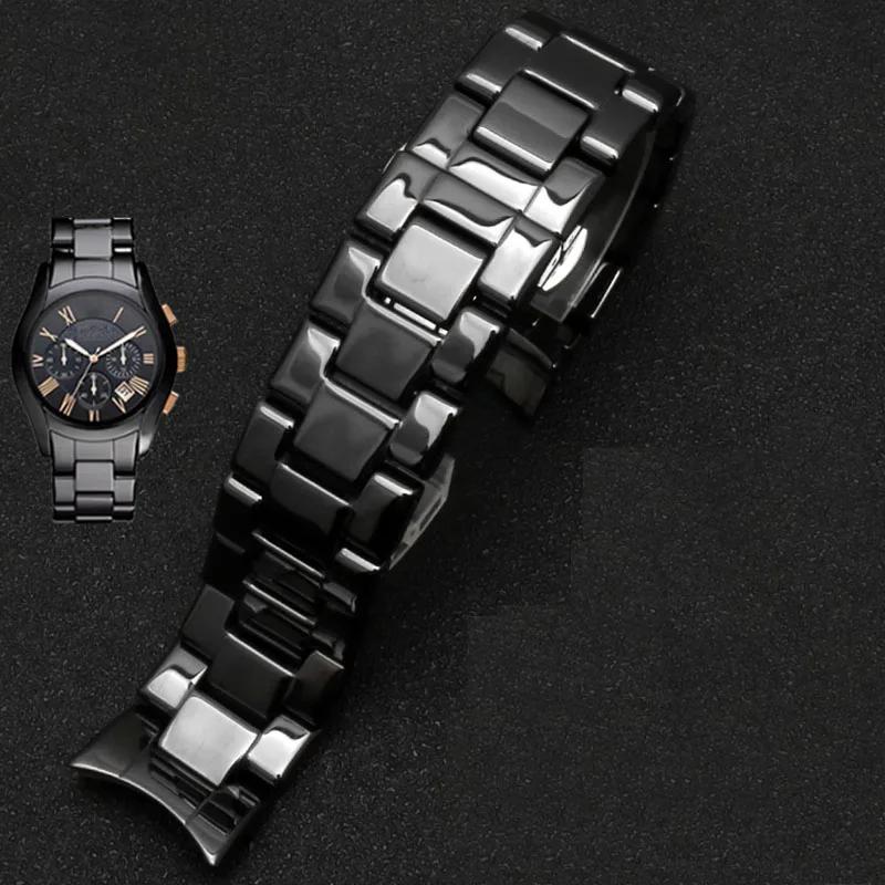 Alta qualità per cinturino per orologio AR1451 AR1452 AR1400 AR1410 con chiusura a farfalla in acciaio inossidabile 22mm 24mm cinturini per orologio in ceramica