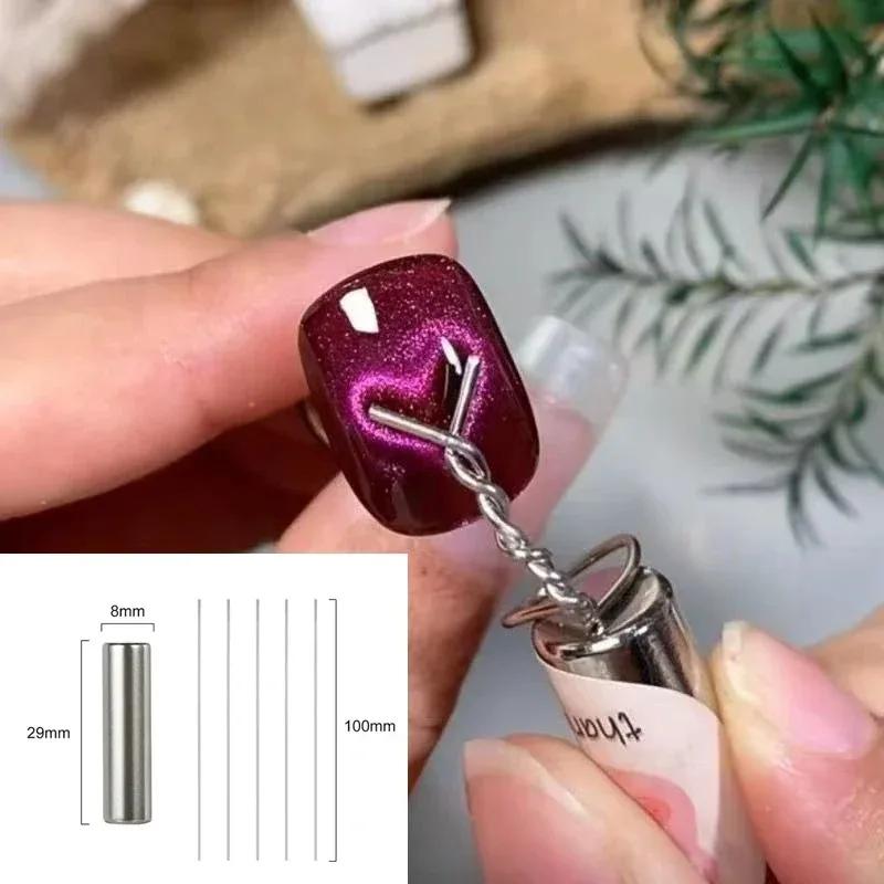 Cat Eye Nail Magnet Set With Y-Shape Wire Precision Heart & Ingot Designs, Odorless Nail Art Accessories For Stun Magnetic Shine