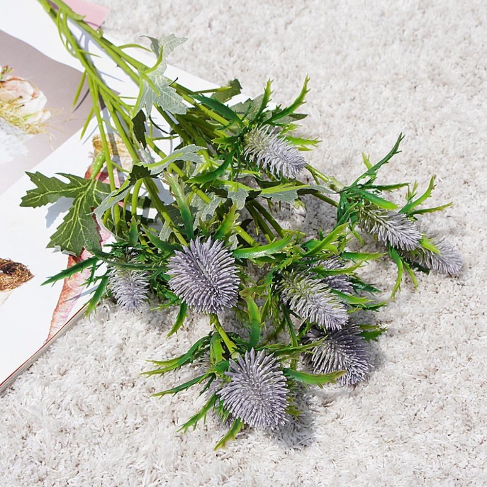 Real Touch Artificial Sea Holly Branch Handmade Fake Flowers  Wedding Party Decor