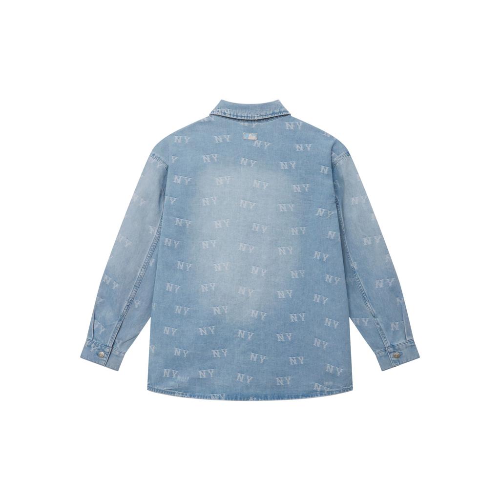 MLB Monogram Vintage Fashion Multi-Pocket Long Sleeve Shirt Unisex Shirts Light-Blue 3ADRM0151-50BLL