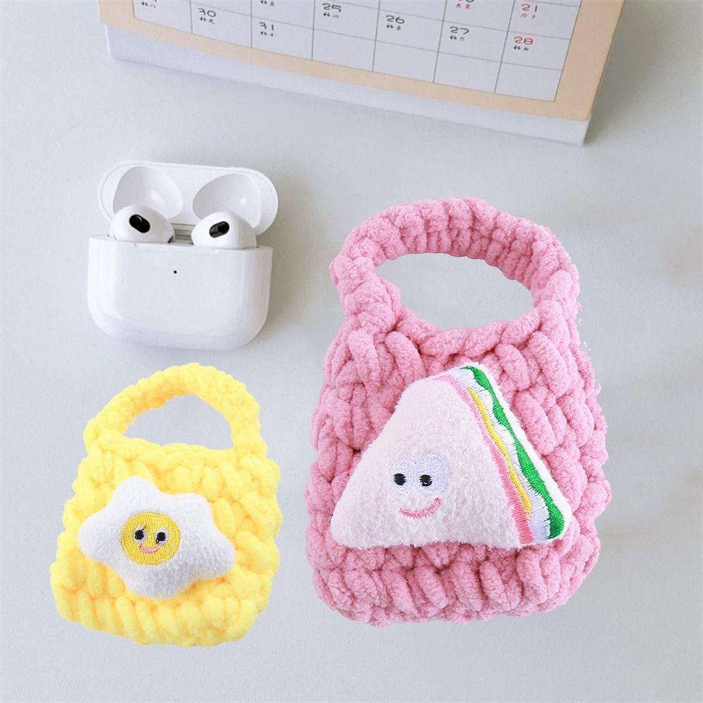 Crochet Mini Knitted Handbag Sandwich Hamburg Earphone Knitted Bag Headset Cover Knitted Portable Coin Purse Little Gift