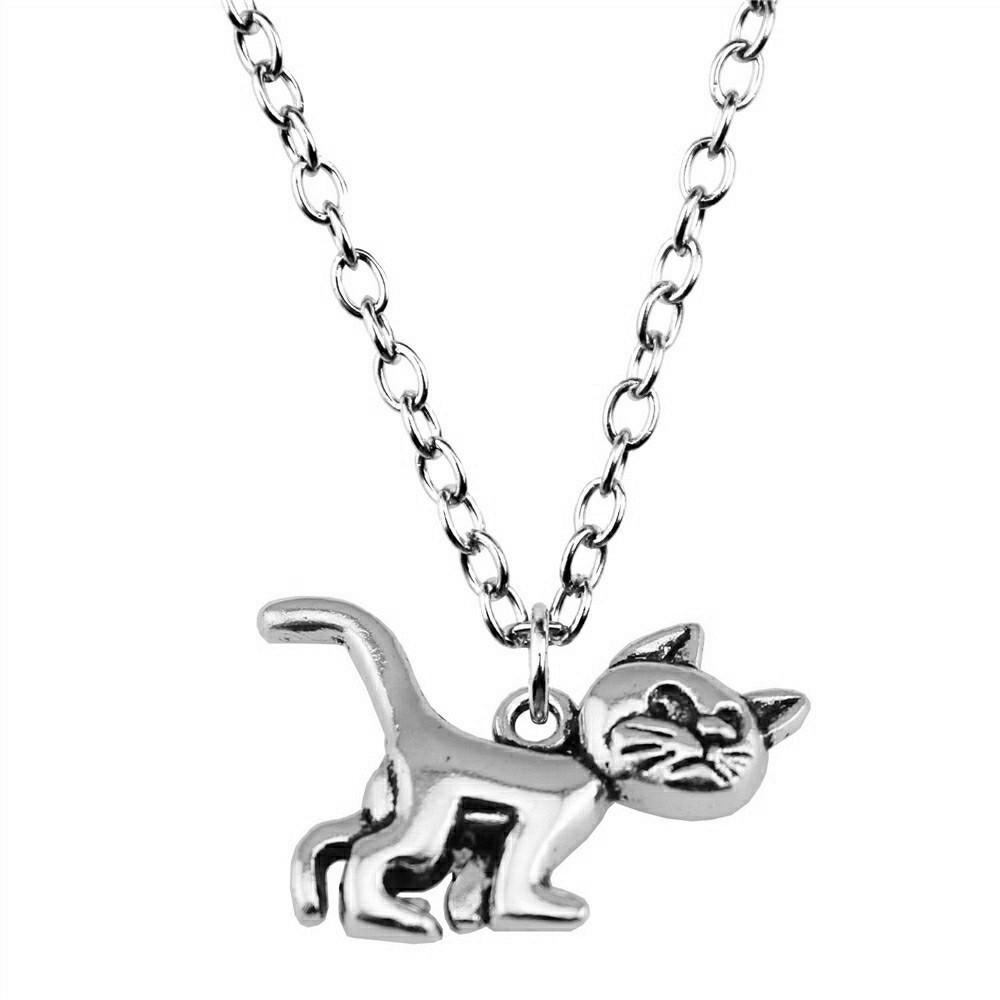 Cat Charm Necklace Cute Animal Pendant For Lovers Minimalist Pet Jewelry Gift 43cm Chain