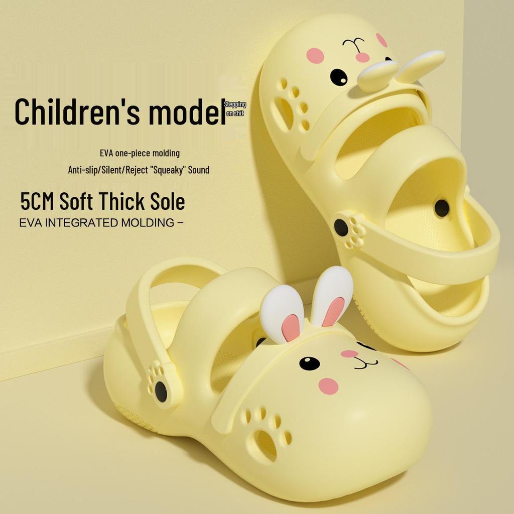 2026 Summer Girls' EVA Non-slip Odor-resistant Soft Sole Rabbit Clogs for Kids & Parents.