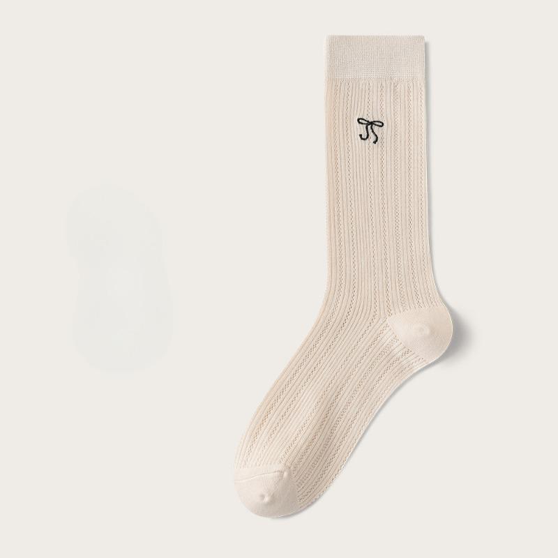 Summer Mesh Breathable Mid-calf Socks for Women, Trendy Thin Pile Socks, Pure Cotton Boneless Women's Socks