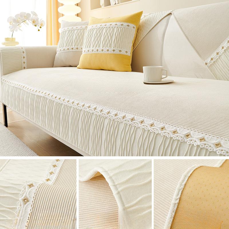 French Cream Style Sofa Cushion Four Seasons Universal Non-Slip Cushion Light Luxury Sofa Cover