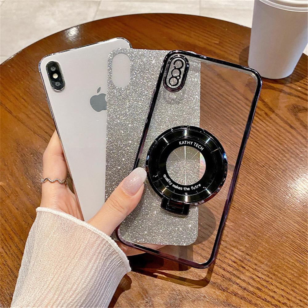 Plating Glitter Magnetic Stand Phone Case For Honor X6 X6S X7 X7A X8 X8A X8B X9 X9A Soft Silicone Shockproof Clear Bumper Cover