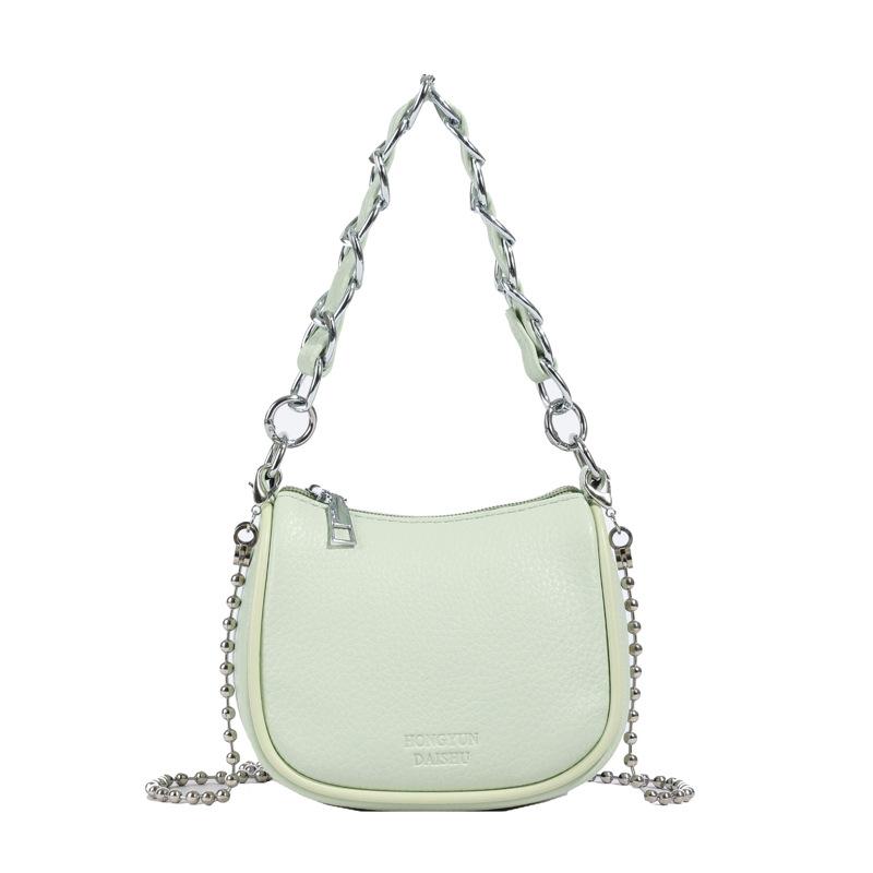 2025 Spring Fashion Versatile Commuter Small Bag Women's Solid Color Premium Textured Chain Crossbody Bag One Shoulder Saddle Bag