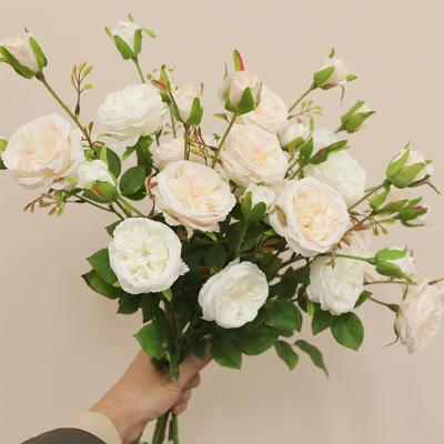 3 Heads Austin Roses Artificial Flower Long Stem Fake Flower Home Decors Wedding Valentine'S Day Table Hall Decorative Bouquets