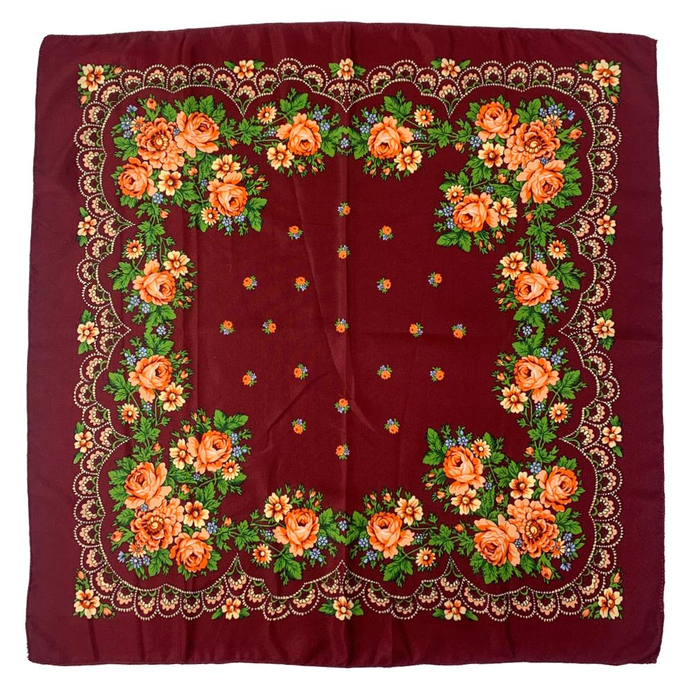 70*70Cm Russian Style Square Headband Scarf Luxury Floral Print Bandana Shawl Babushka Handkerchief Head Wraps