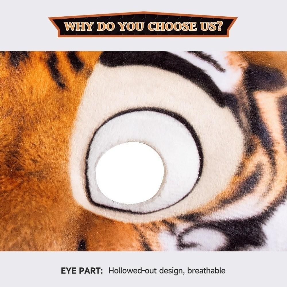 EVA Animal Mask Half Face Tiger Plush Mask Funny Halloween Mask  Masquerade