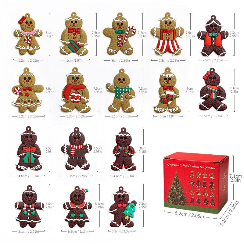 

Christmas Tree Pendants, Gingerbread Man Soft Rubber Christmas Atmosphere Decoration Ornaments 16pcs