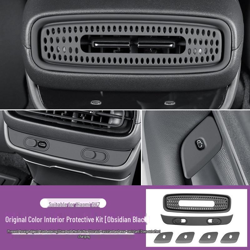 “Compatible with Xiaomi SU7 Rear Fridge Vents, AC USB Ports, Door Buttons, and Center Console Protection.”