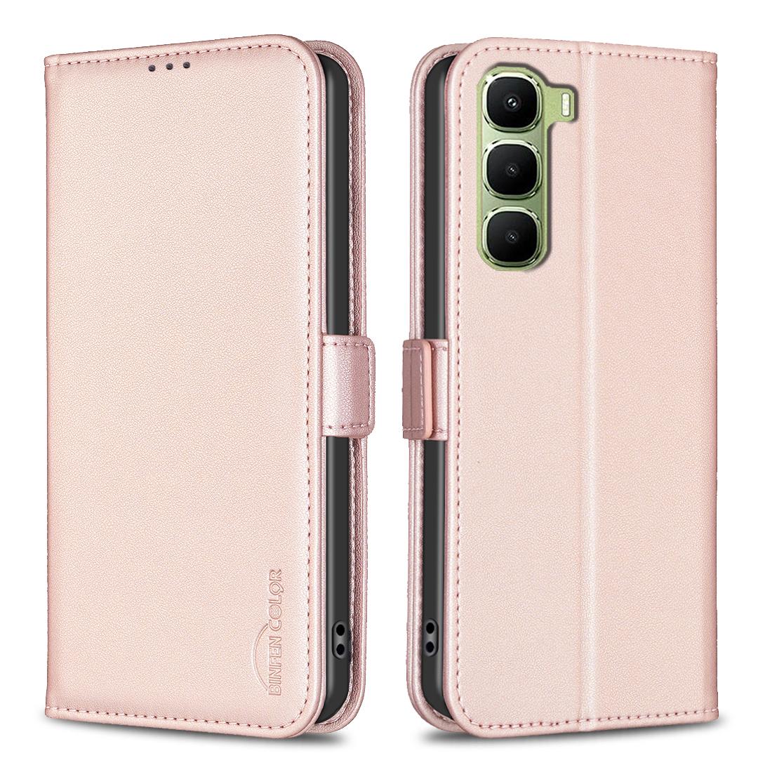 

For Infinix Hot 60 Pro+ 4G Case BINFEN COLOR BF31 PU Leather Flip Folio Phone Wallet Cover Pink