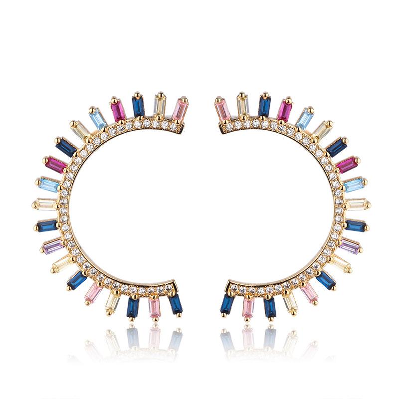 South American Jewelry Brazilian Glass Stone Color Matching Earrings Versatile Simple Geometric Zircon Earrings