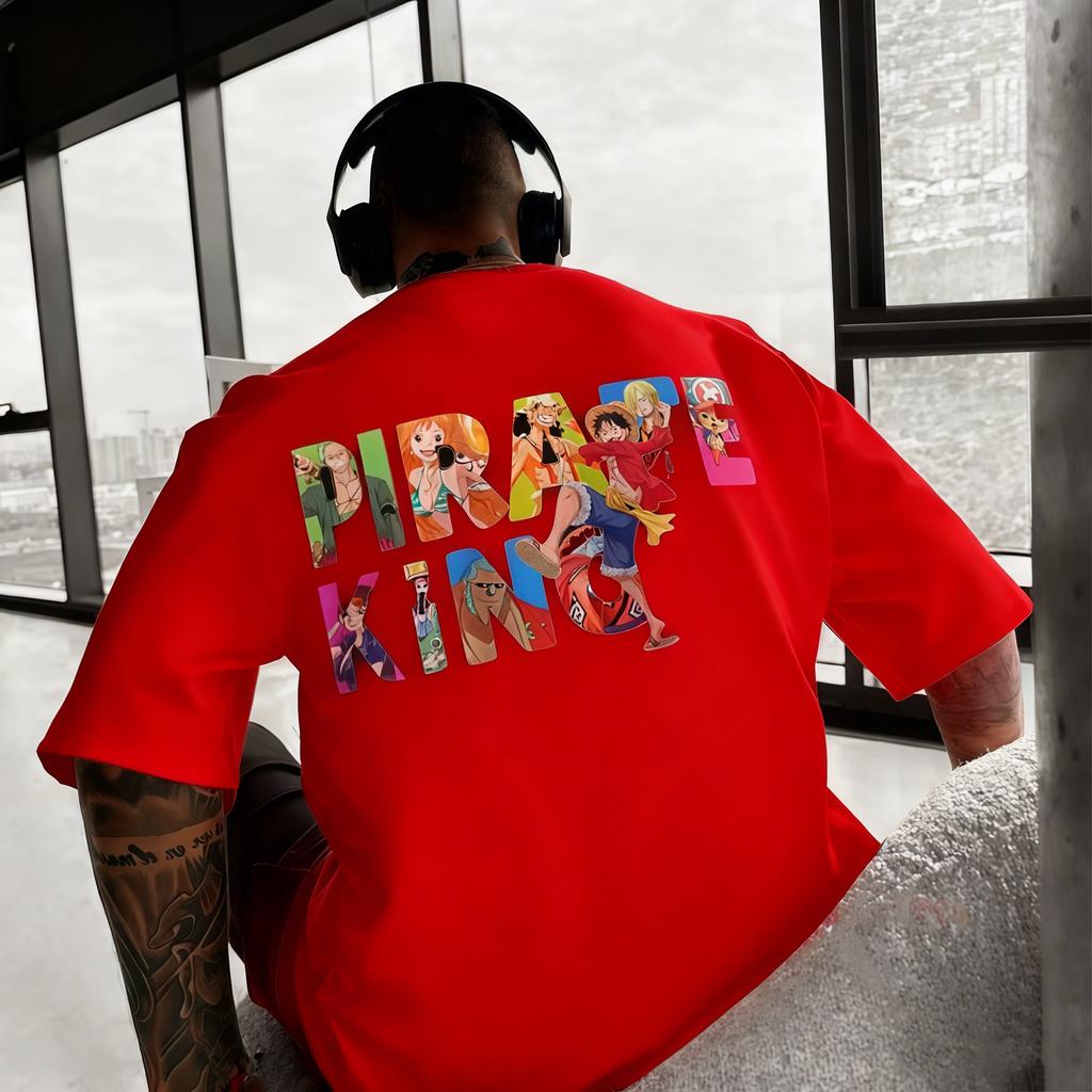 One Piece Unisexs Tshirt Monkey D Luffy Pirate King Anime Tee Summer Spring Boys Simple Short Sleeves Parentchild Outfits