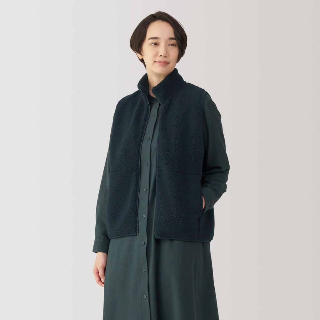 MUJI Boa Fleece Dark Size BB2QQA4A Women's Vest, Navy, XS,