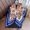 90X90Cm Vintage Butterfly Print Handkerchief Scarf For Women Imitation Silk Shawl Scarfs Female Square Head Scarves