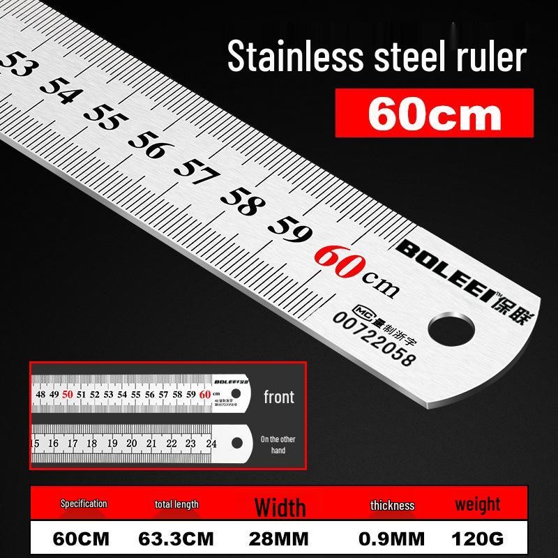 Hochpräziser Edelstahl-Lineal - Längen 15cm/30cm/50cm, Verdicktes Eisen, 1 Meter lang.
