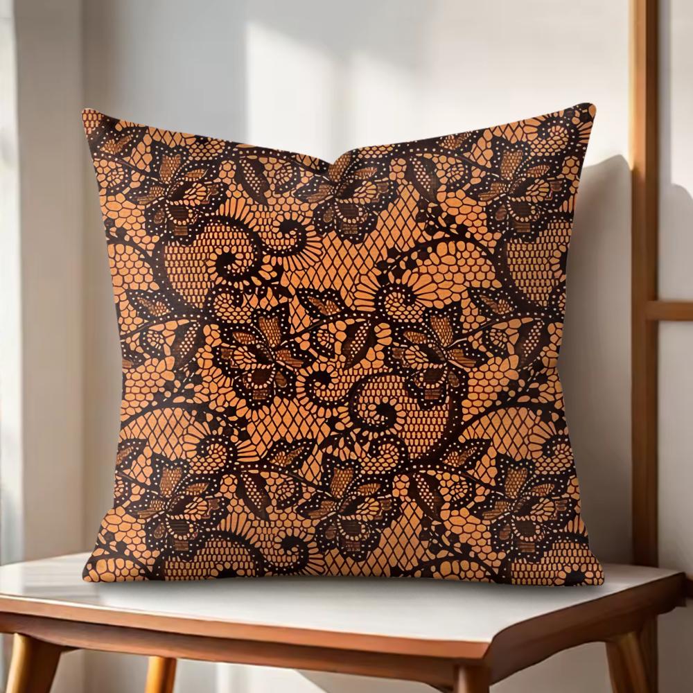 Lace Flower Cushion Cover Natural Linen Organic Fabric DoubleSided Printing Couch Pillow Covers Home Decor