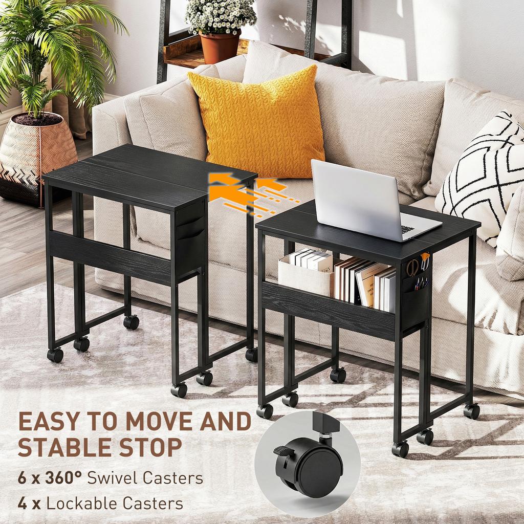 63 Cm Drop Leaf Writing Work Desk - Black