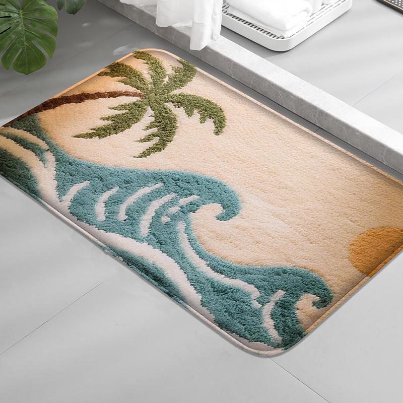 Sommer-Badezimmer-Fußmatte am Meer, saugfähige Fußmatte für die Badewanne, kleiner Teppich für die Duschkabine, Badezimmer-Türvorleger, maschinenwaschbar