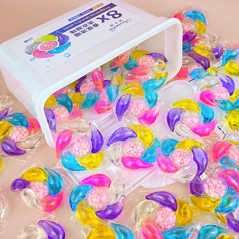 30-Pack Six-in-One Laundry Pods with Scented Beads: Softening, Stain Removal, Long-Lasting Fragrance