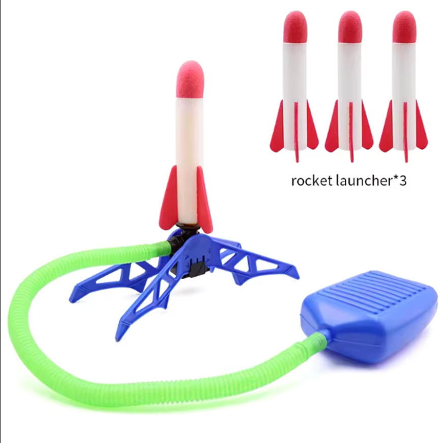 Foot-Pump Air Rocket Launcher Toy Outdoor Kids Play Set  Safe Air-Powered Fun Easy Operation Stem Educational Gift Pedal Game