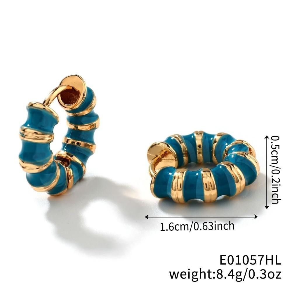 Bohemia Enamel Oil Jewelry Exquisite Cute Round Small Hoop Korean Style Earrings Wedding синий