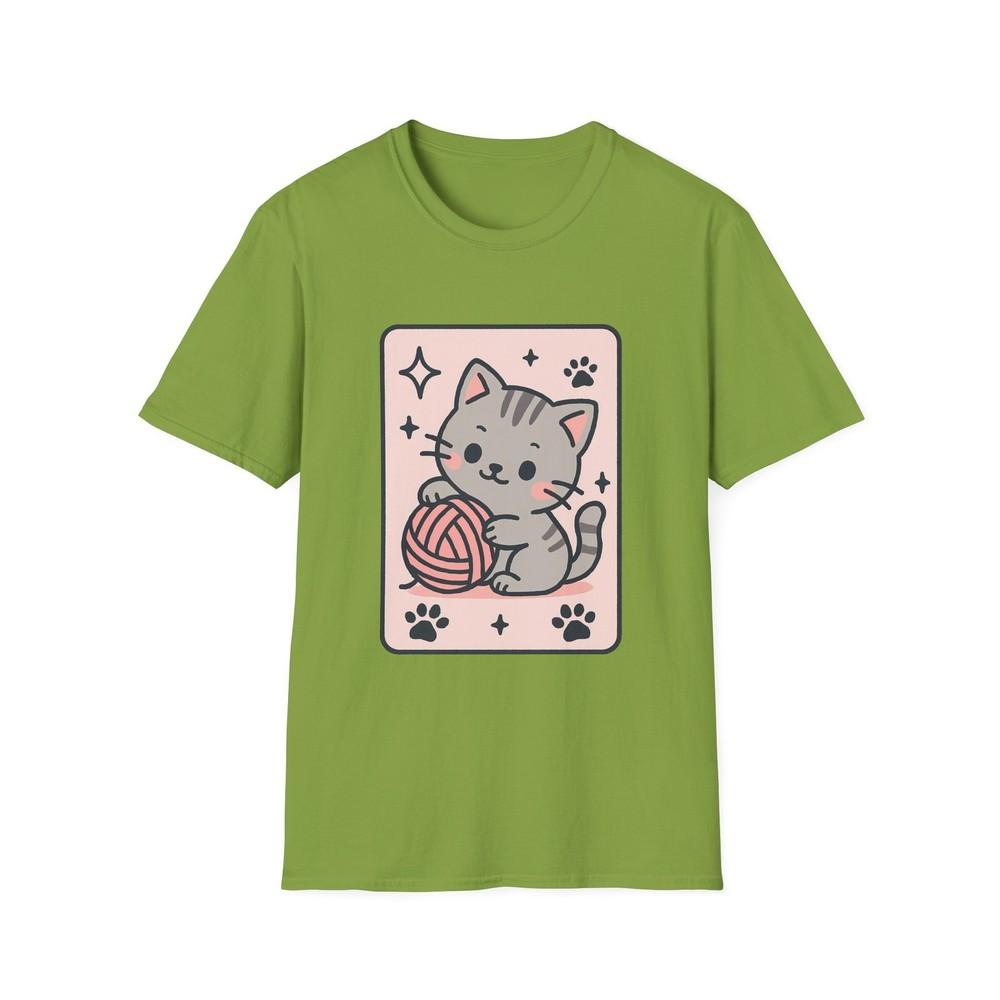 

Unisex Softstyle Playful Kitten and Yarn T-Shirt | Whimsical Cat Lover 3XL