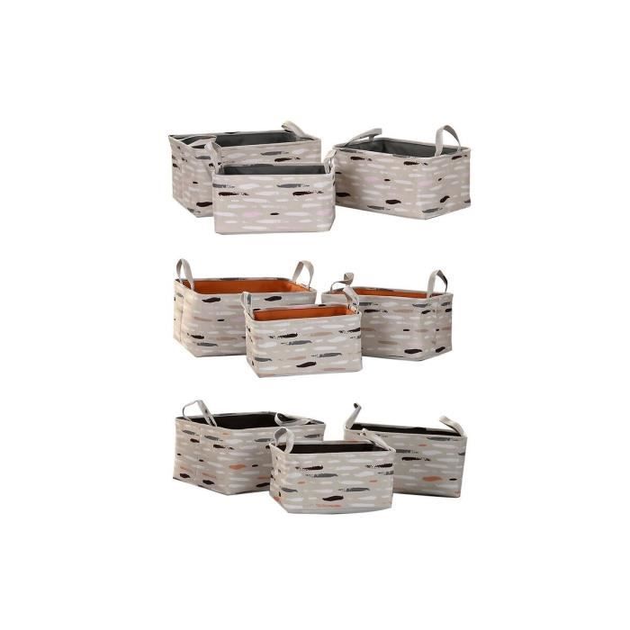 Paniers - Lot de 3 - Marron, Gris, Orange - 40 x 30 x 20 cm - Design moderne