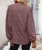 Women's 2024 Spring Leopard V-Neck Long Sleeve Commuting Top
