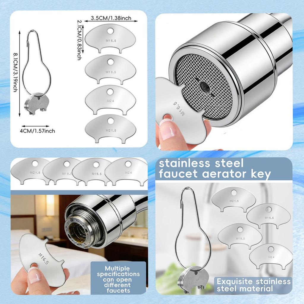 4pcs Sink Faucet Aerator Key M16.5/ 18.5, M21.5, M24 Replacement Aerator Wrench For Threaded Faucet Removal Tool Accessories