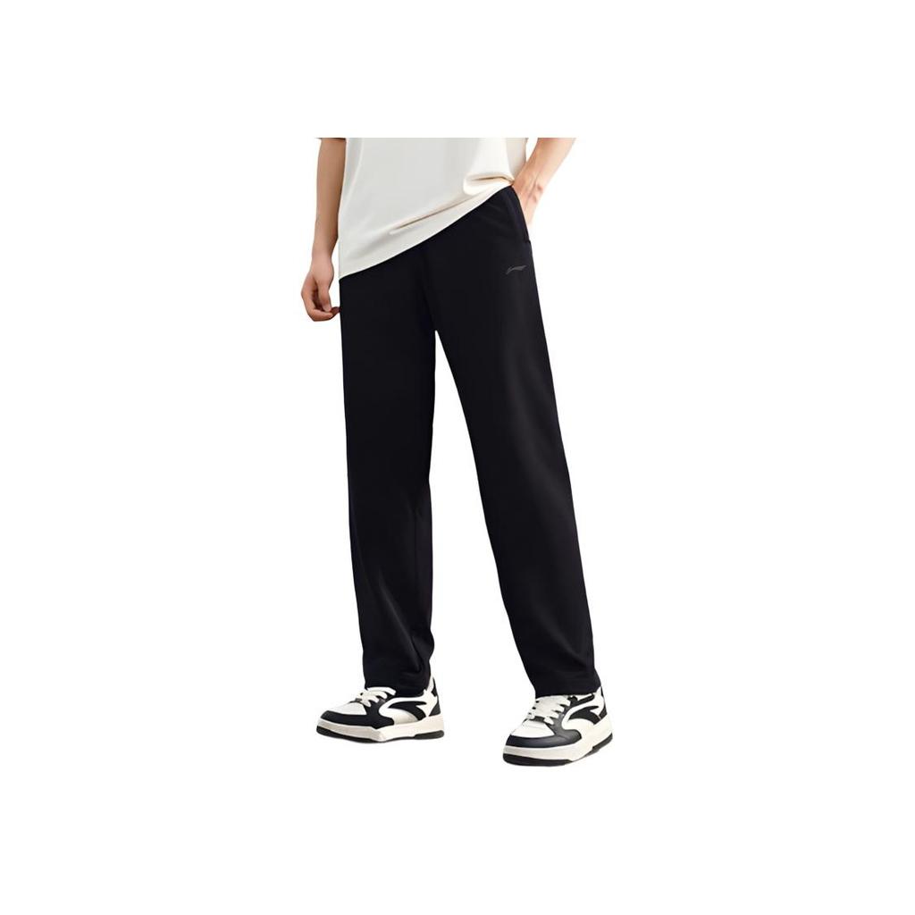 Li Ning Simple Comfortable Breathable Elastic Waist Knitted Sports Pants Men Bottoms AKLU824-1
