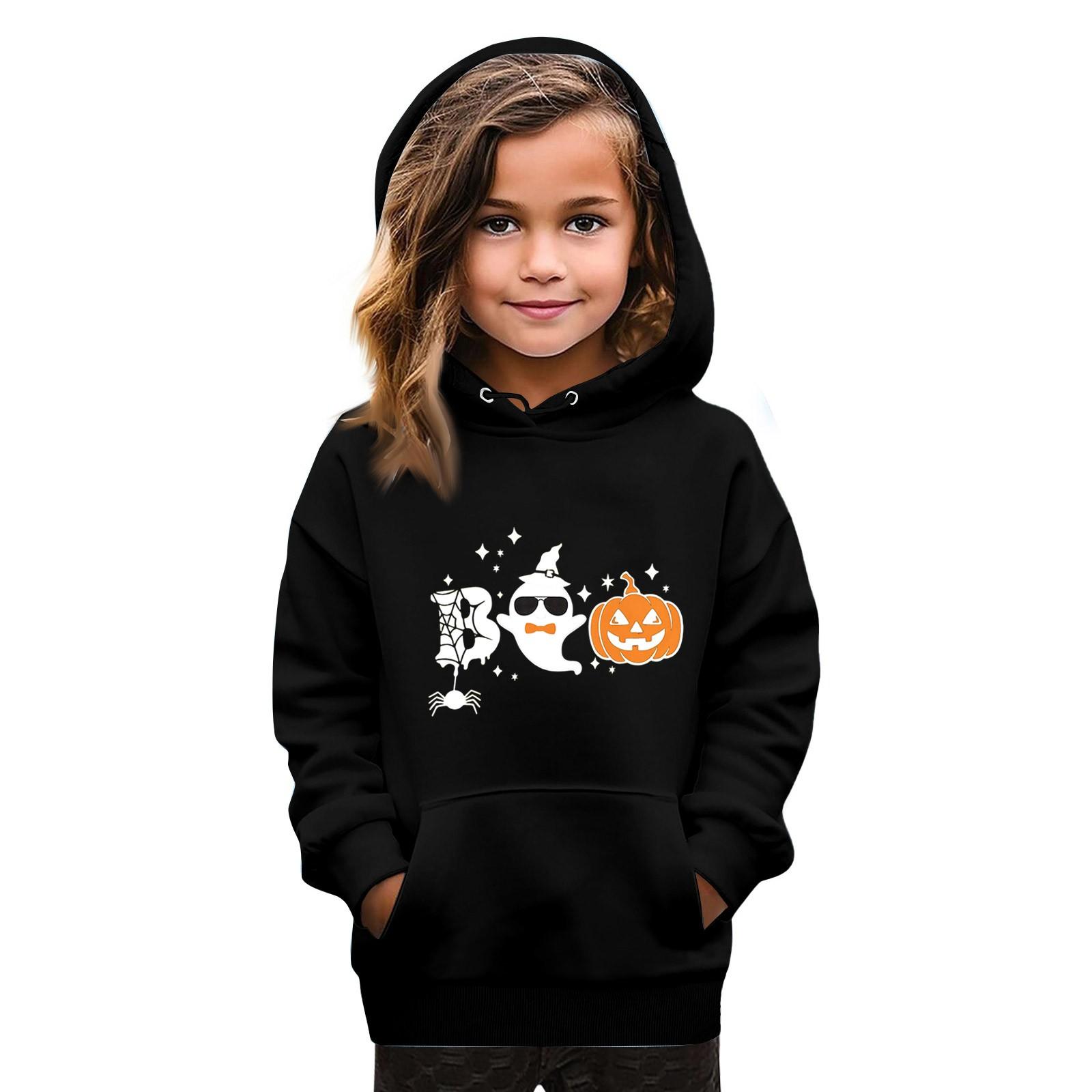 

Толстовки для девочек-подростков Худи с длинным рукавом на шнурке Пуловер Милое худи оверсайз День Хэллоуина 160 белый