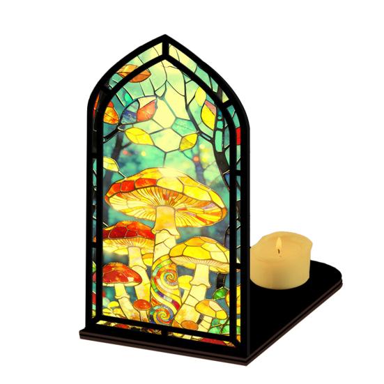 Gothic Book Nook Suncatcher Stained Glass Candle Holder Window Bookshelf Insert Diorama for Library Decor Bookish Gifts for Readers Book Lovers